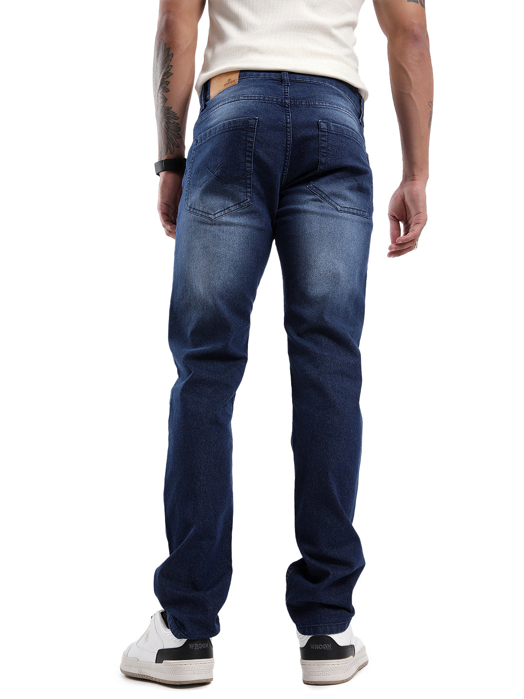 Basic Dark Blue Five Pocket Twill Jeans