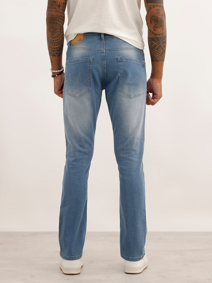 Straight Fit Faded Denim Jeans | Dark Blue