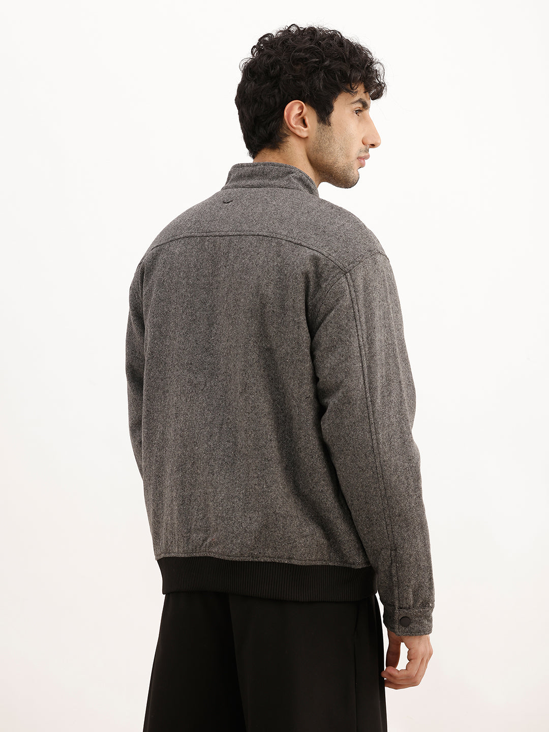 Solid Comfort Fit Quilted Zipper Jacket | Grey