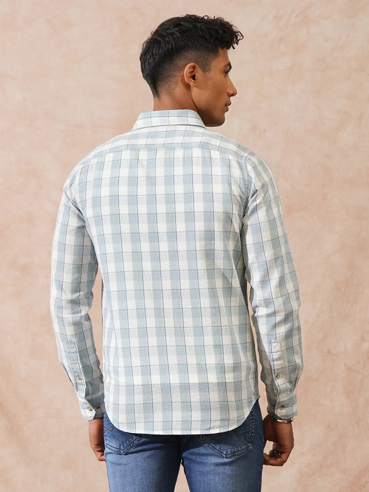 Textured Tonal Check Shirt | Blue