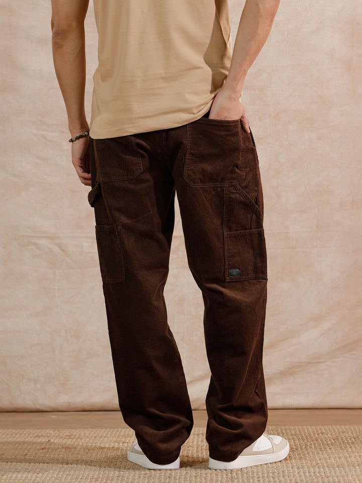 Corduroy Carpenter Loose Fit Trouser | Dark Brown