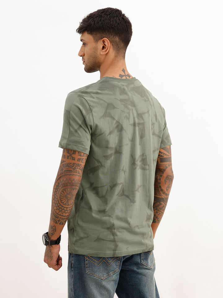 Slim Fit Placement Puffer Printed T-Shirt | Green