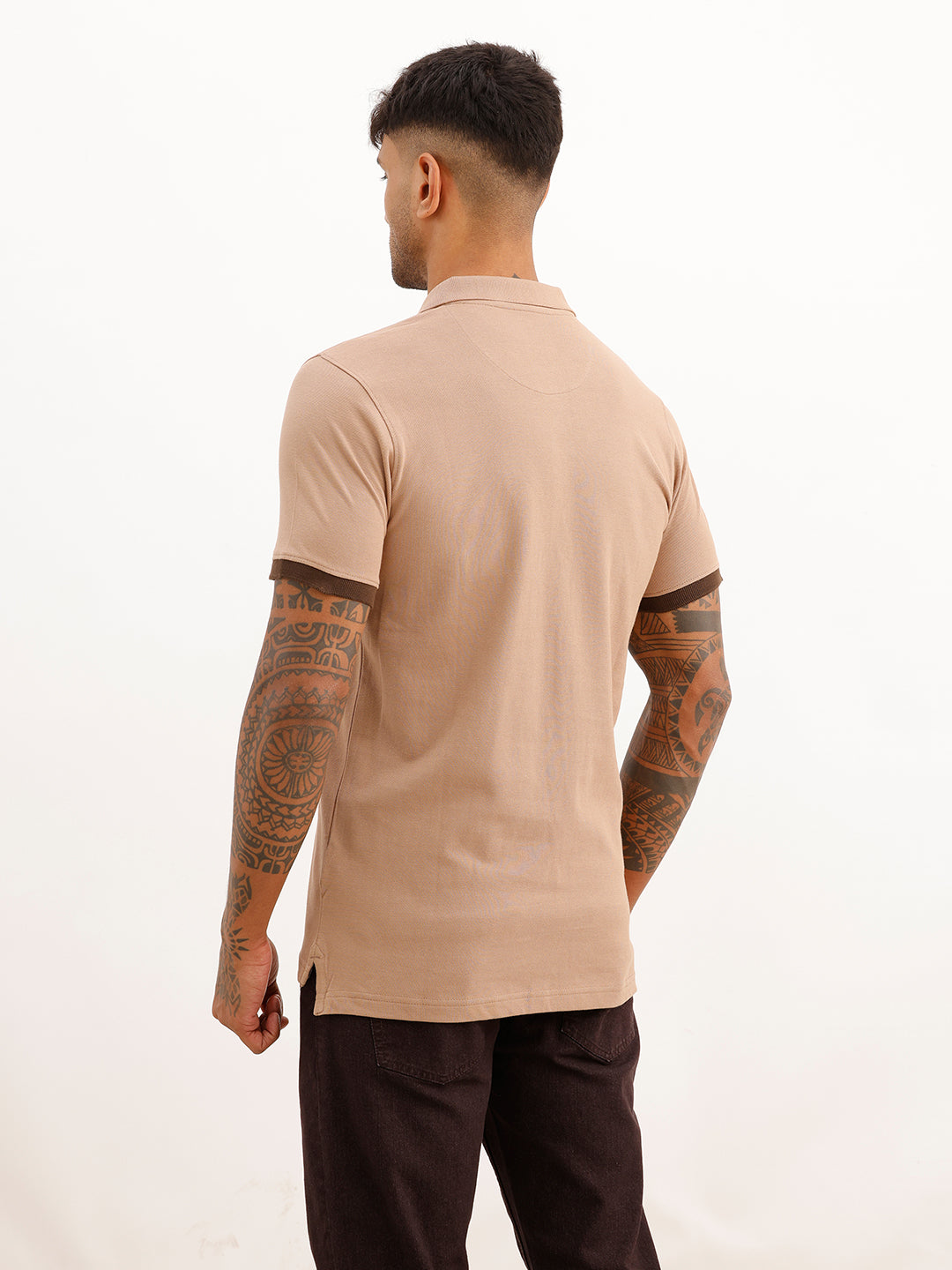 Regular Fit Placement Printed Polo T-Shirt | Brown