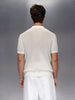 Pastel Stripe Textured Knit Polo | Off White