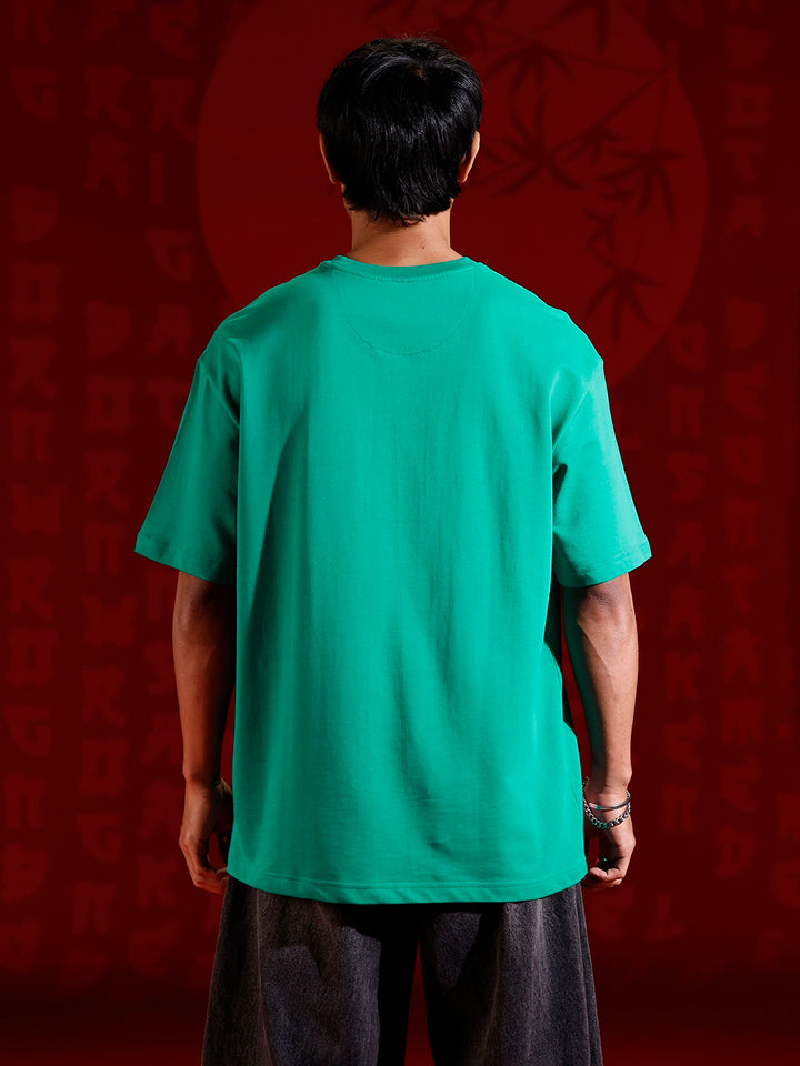 Oversized T-shirt with embroidered chest detail | Green