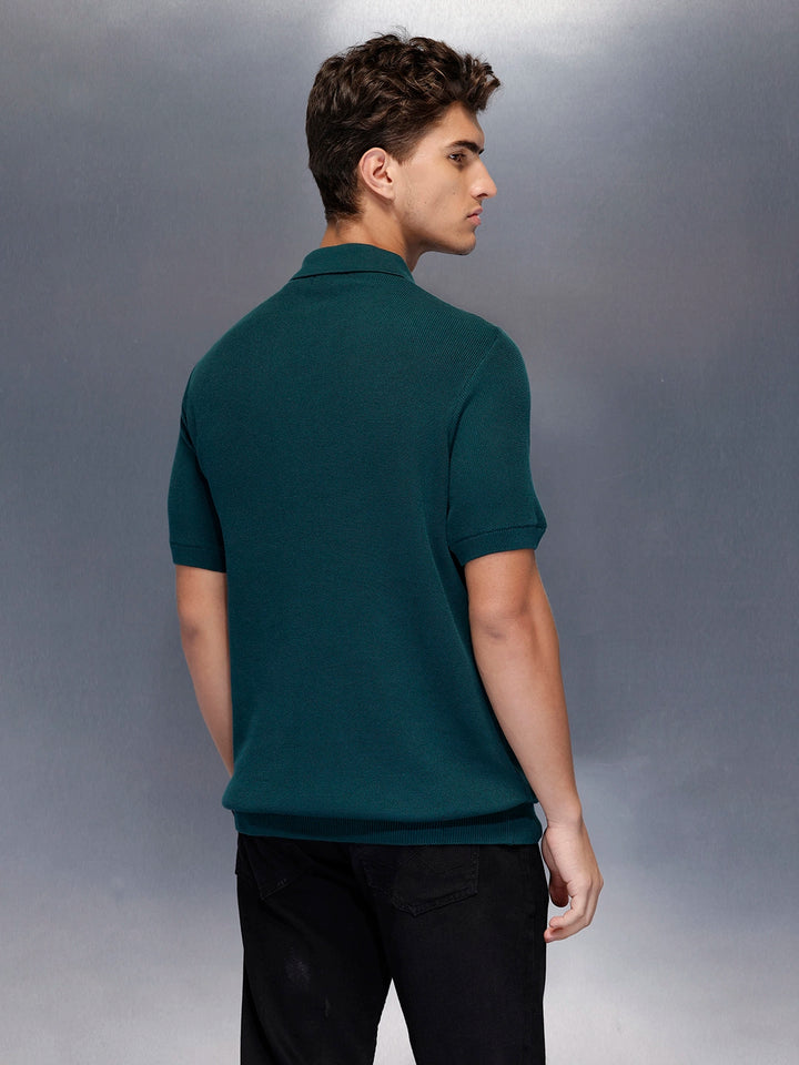 Men’s solid knit polo | Green