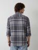 Oversized Placement Printed Checkered Shirt | Grey