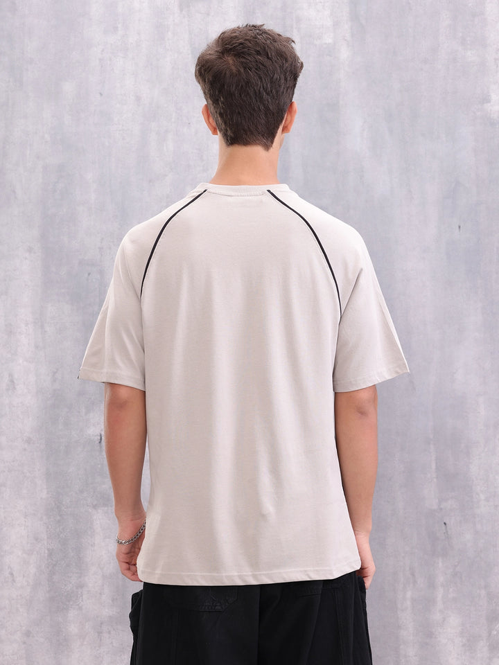 Raglan Sleeve Sporty Look Oversized Fit T-shirt With Patch Pocket | Grey