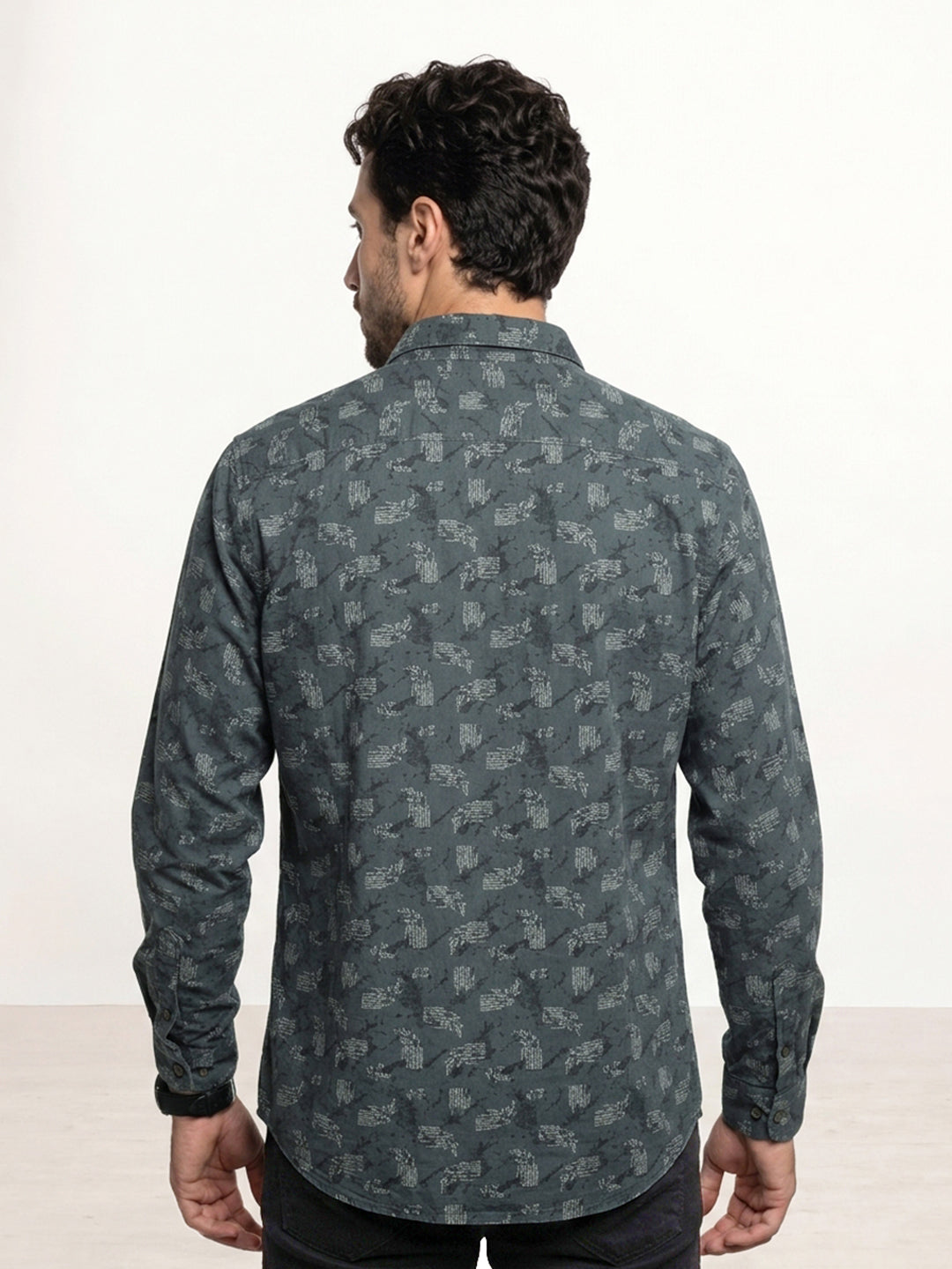 Slim Fit AOP Full Sleeve Shirt | Grey