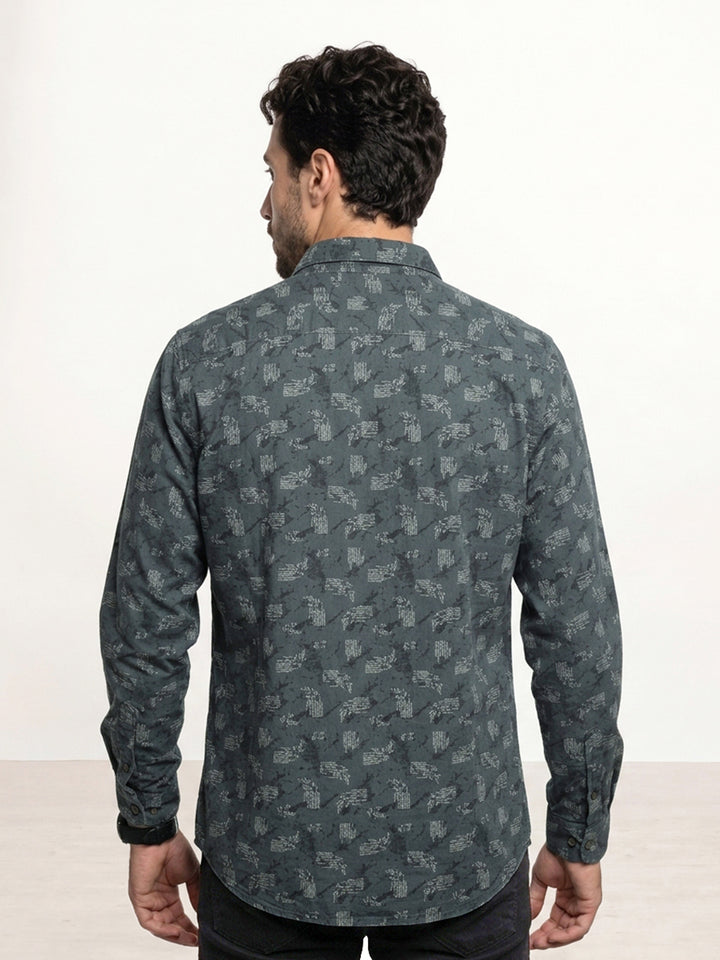 Slim Fit AOP Full Sleeve Shirt | Grey