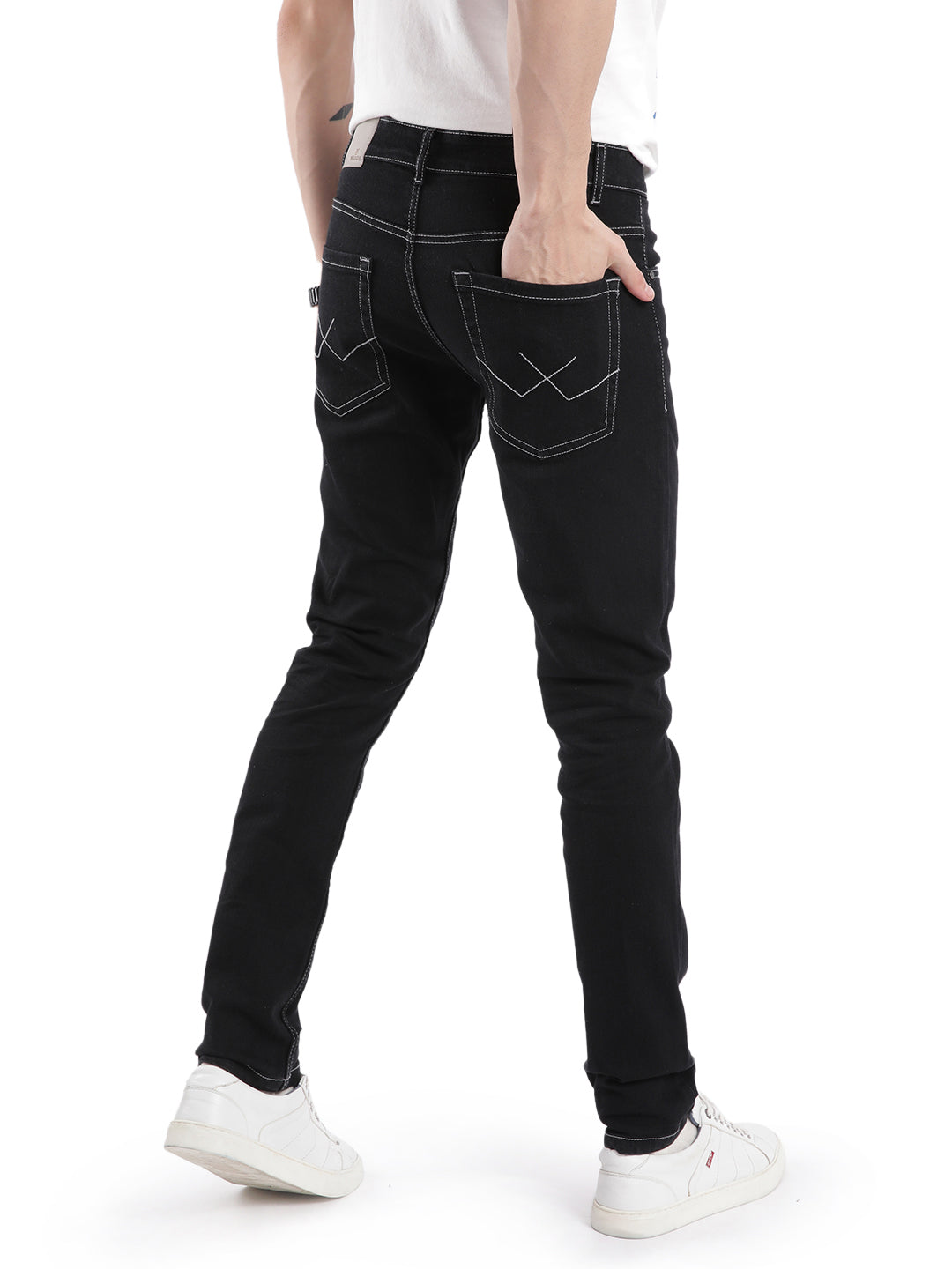 Casual Solid Black Slim Fit Jeans