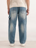 Loose Fit Faded Denim Jeans  | Light Blue