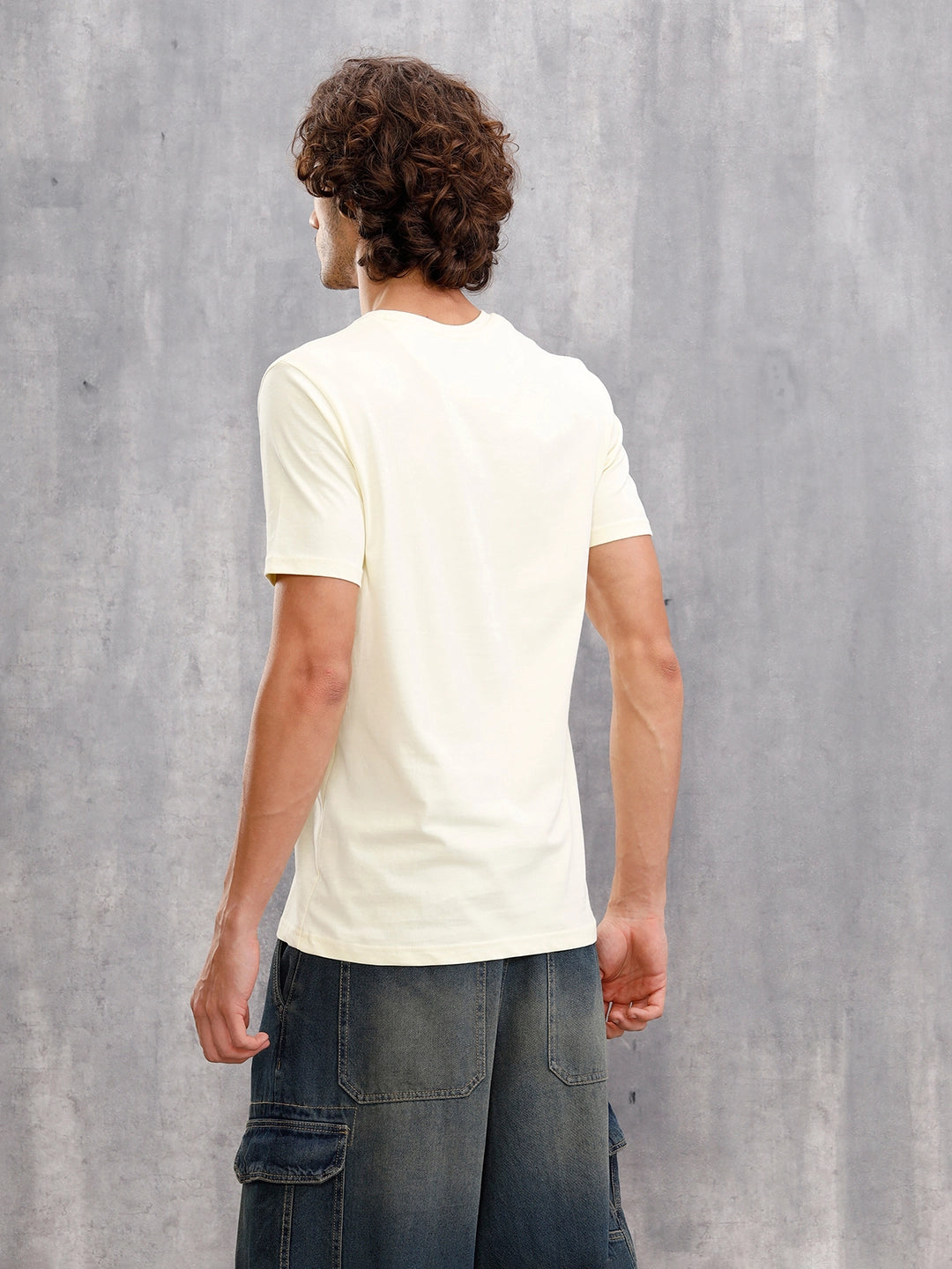 Zen Inspired Chest Print Graphic Crew Neck T-Shirt  |  Yellow