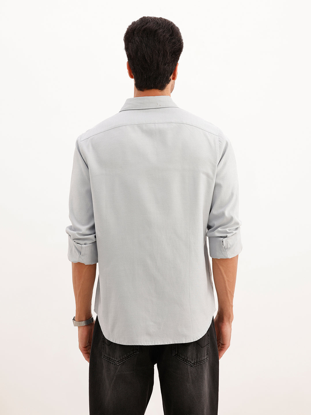 Solid Regular Fit Full Sleeve Shirt | Grey | WWSH9179F