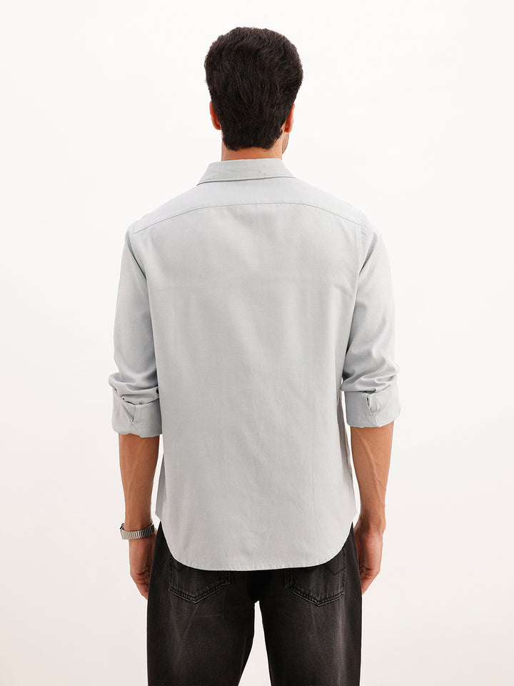 Solid Regular Fit Full Sleeve Shirt | Grey