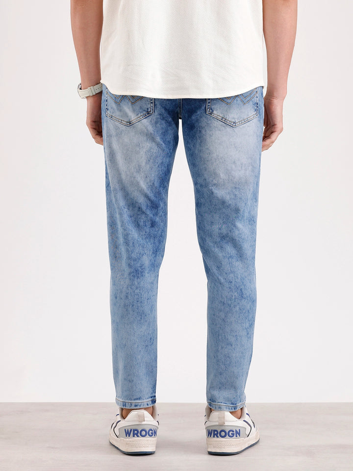 Light Distressed Skinny Crop Denim Jeans  | Blue