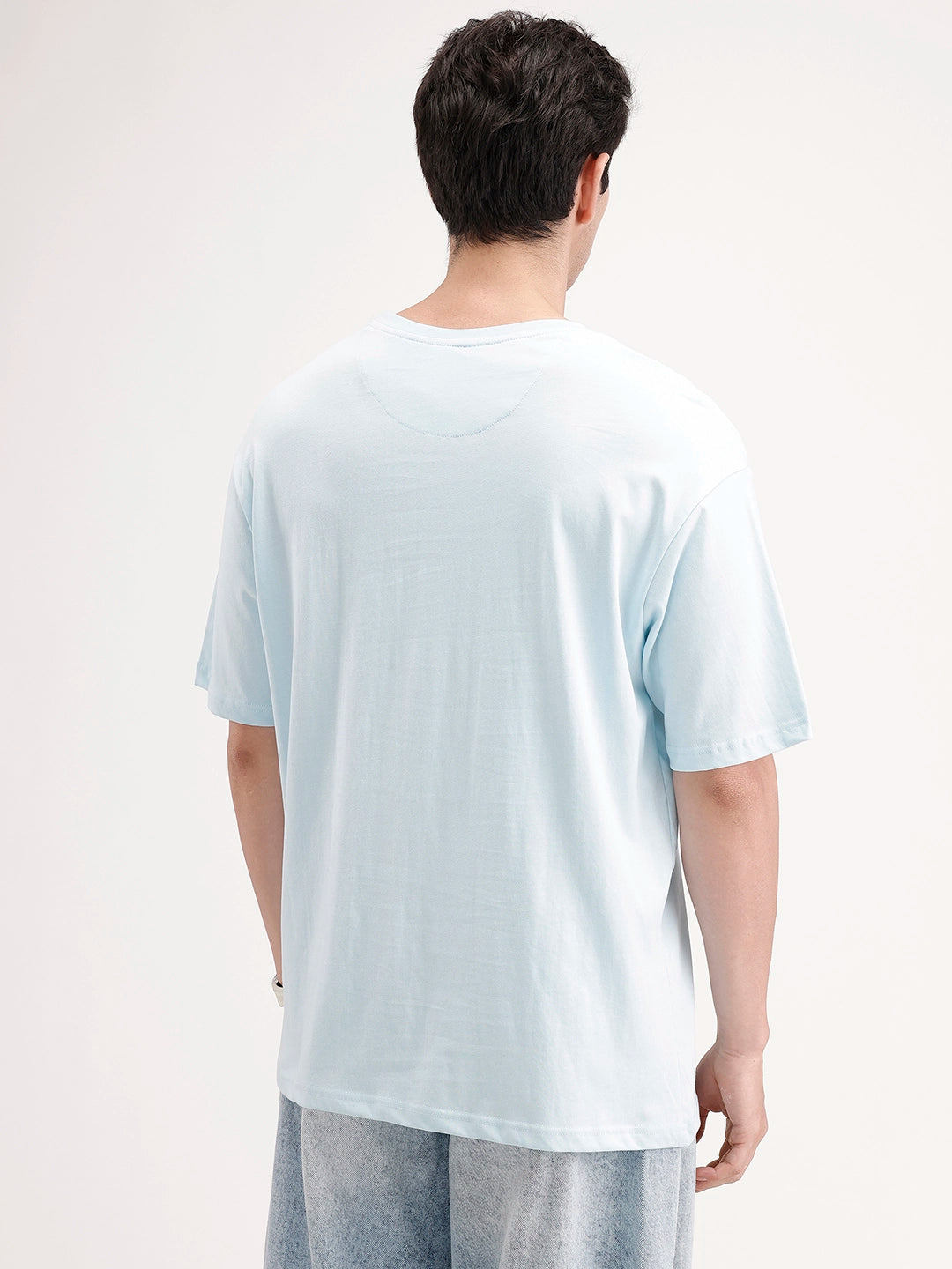 Oversized Placement Printed T-Shirt | Light Blue
