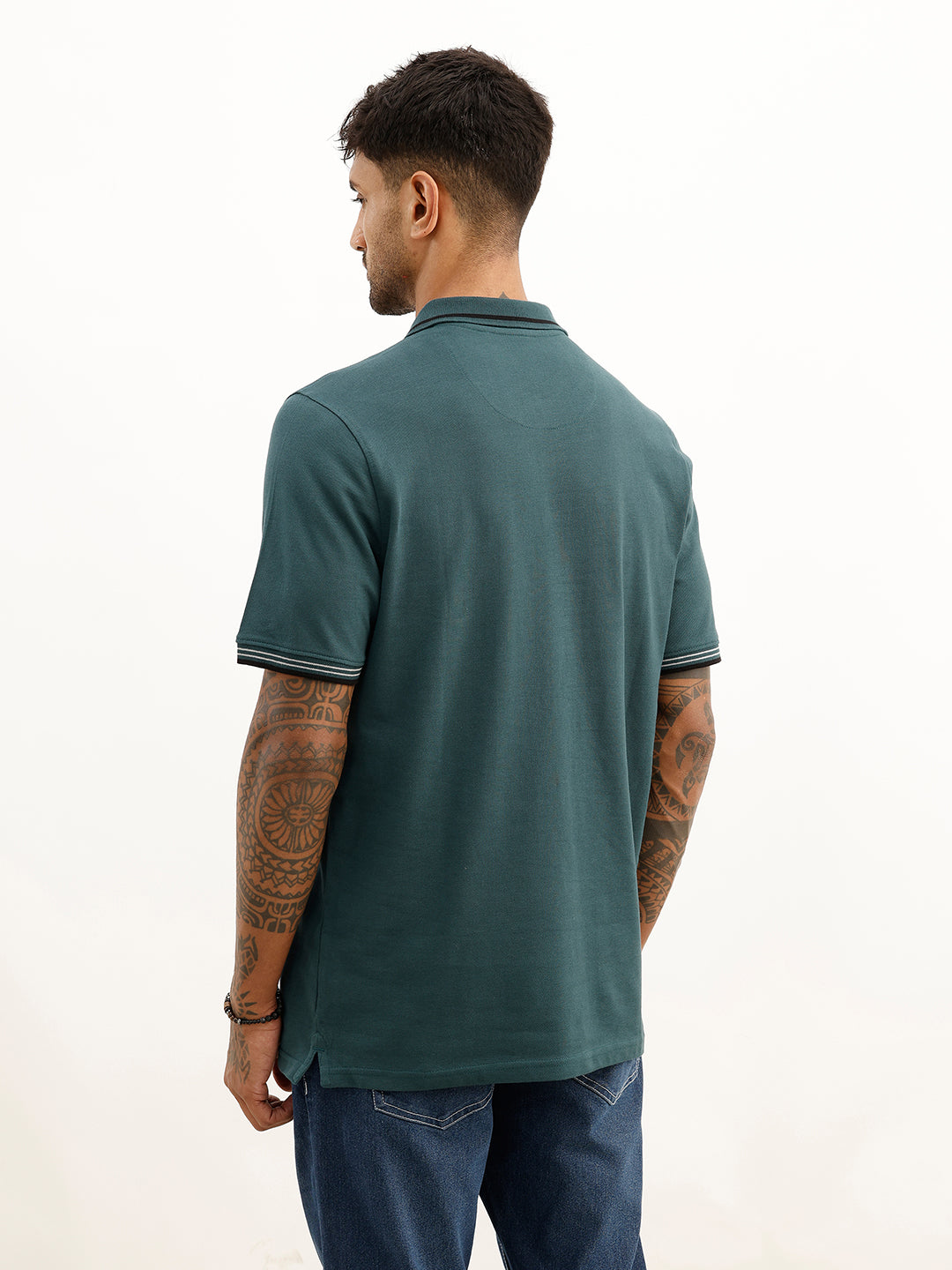 Slim Fit Tipping Collar Polo T-Shirt | Green