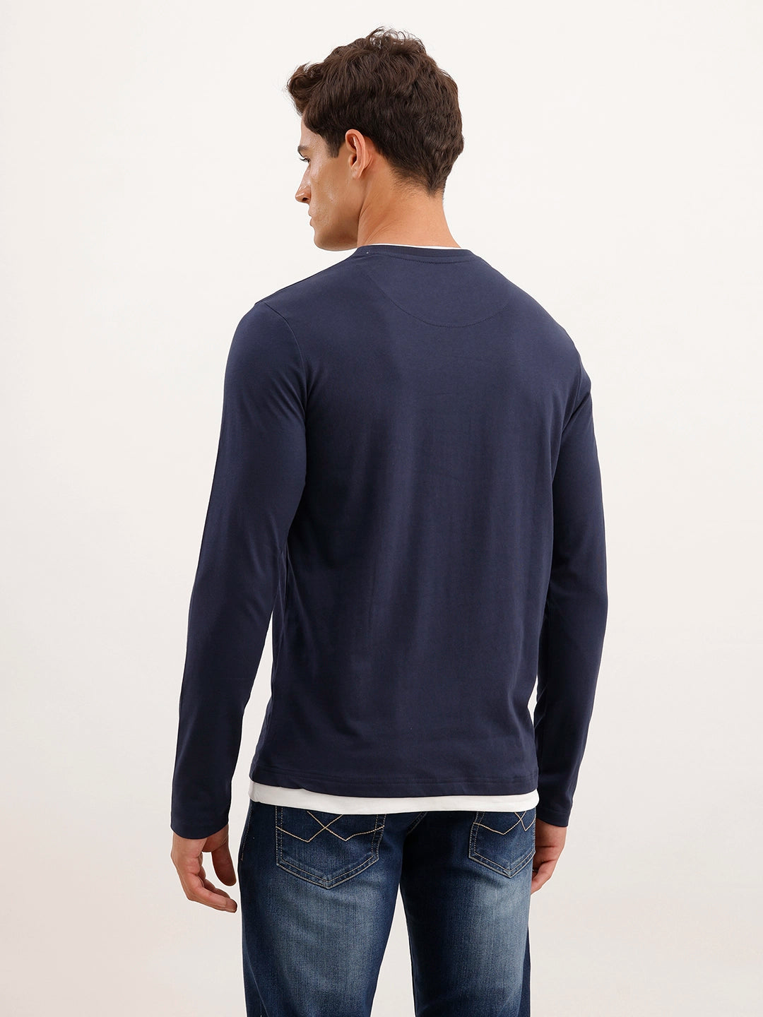 Slim Fit Contrast Collar T-Shirt | Navy Blue