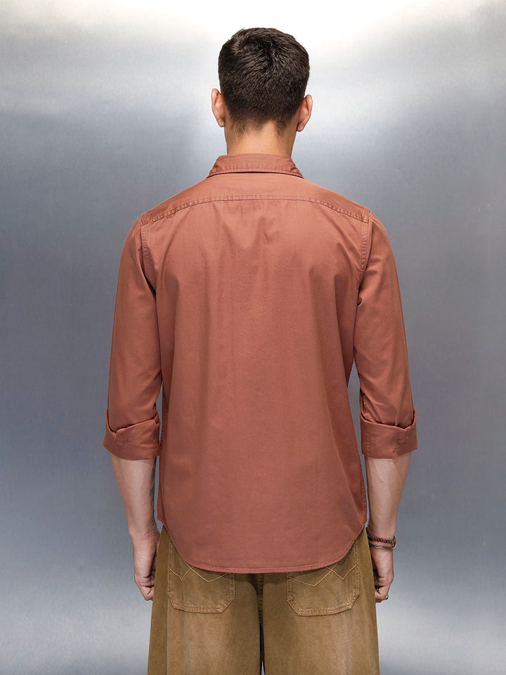 Men's Casual Cargo Double Pocket Shirt | Brown