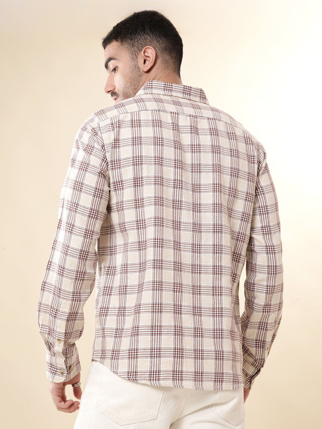 Maroon Checked Woven Casual Shirt