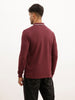 Slim Fit Full Sleeve Tipping Collar Polo T-Shirt | Maroon | WKTS3323