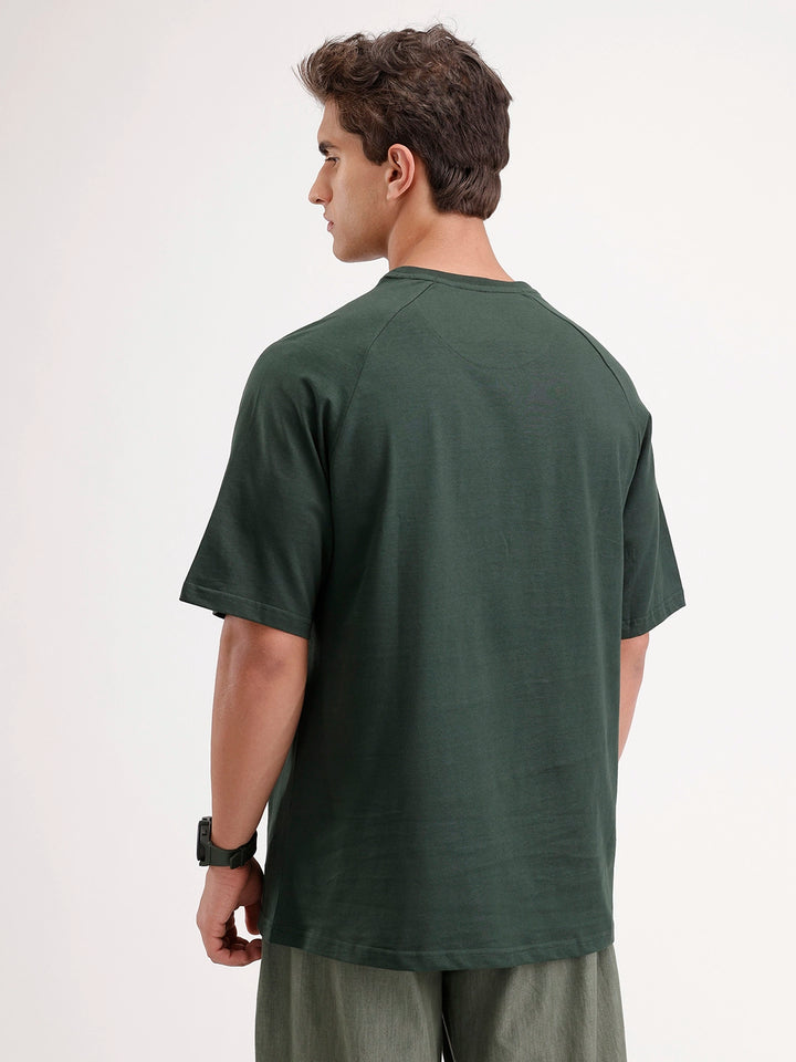 Solid Oversized Ragland Collar T-Shirt | Dark Green