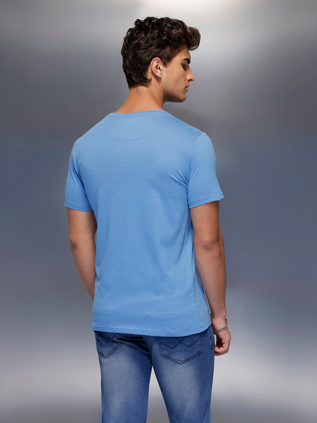 Logo Placement Printed T-Shirt   |  Blue
