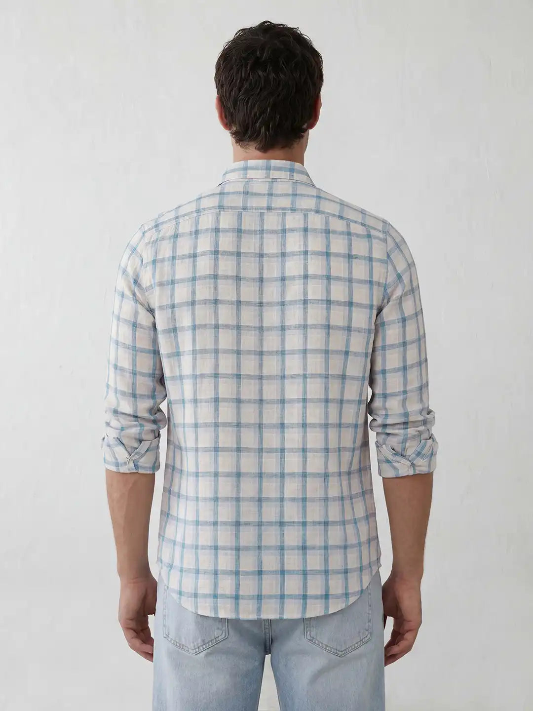 Classic Slim Fit Checkered Shirt | Blue