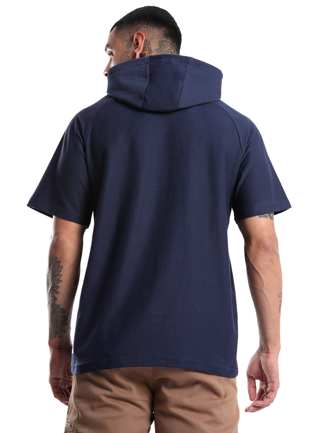 Premium Solid Navy Half Sleeve Hoodie