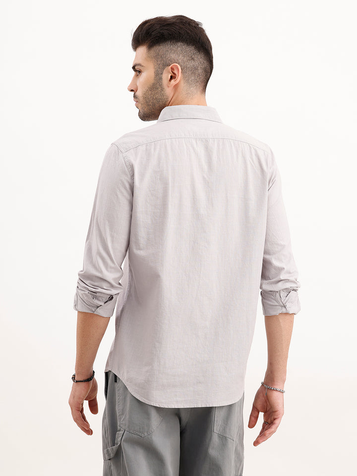 Slim Fit Panel Printed Shirt | Grey