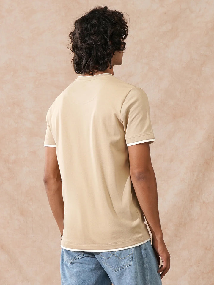 Textured Slim Fit T-Shirt | Khaki
