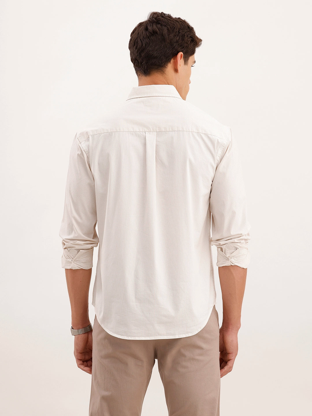Comfort Fit Cut & Sew Checkered Shirt | Off White