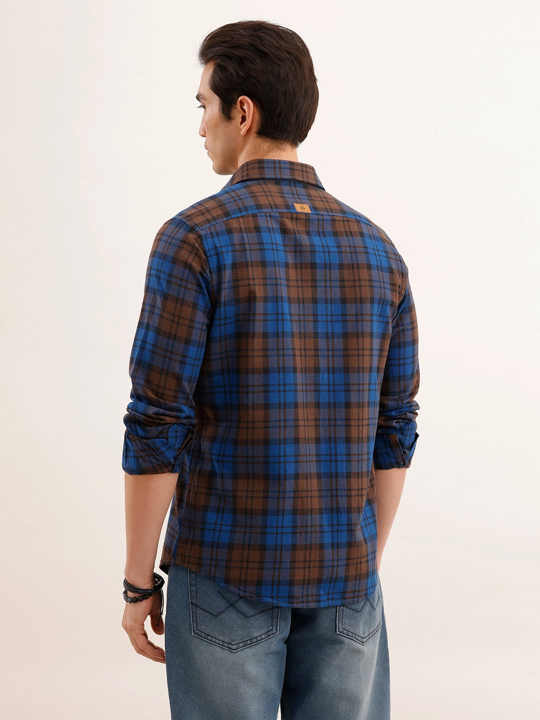 Regular Fit Checkered Shirt | Brown