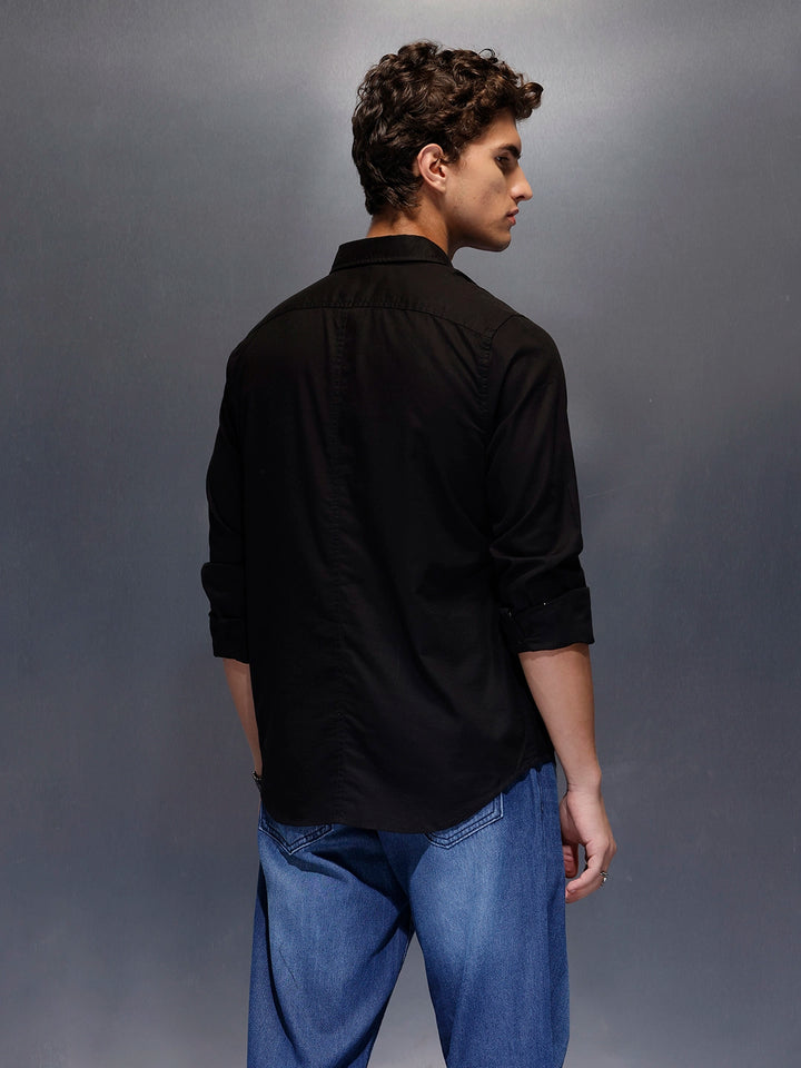 Men's Slim Fit Casual Shirt  |  Black