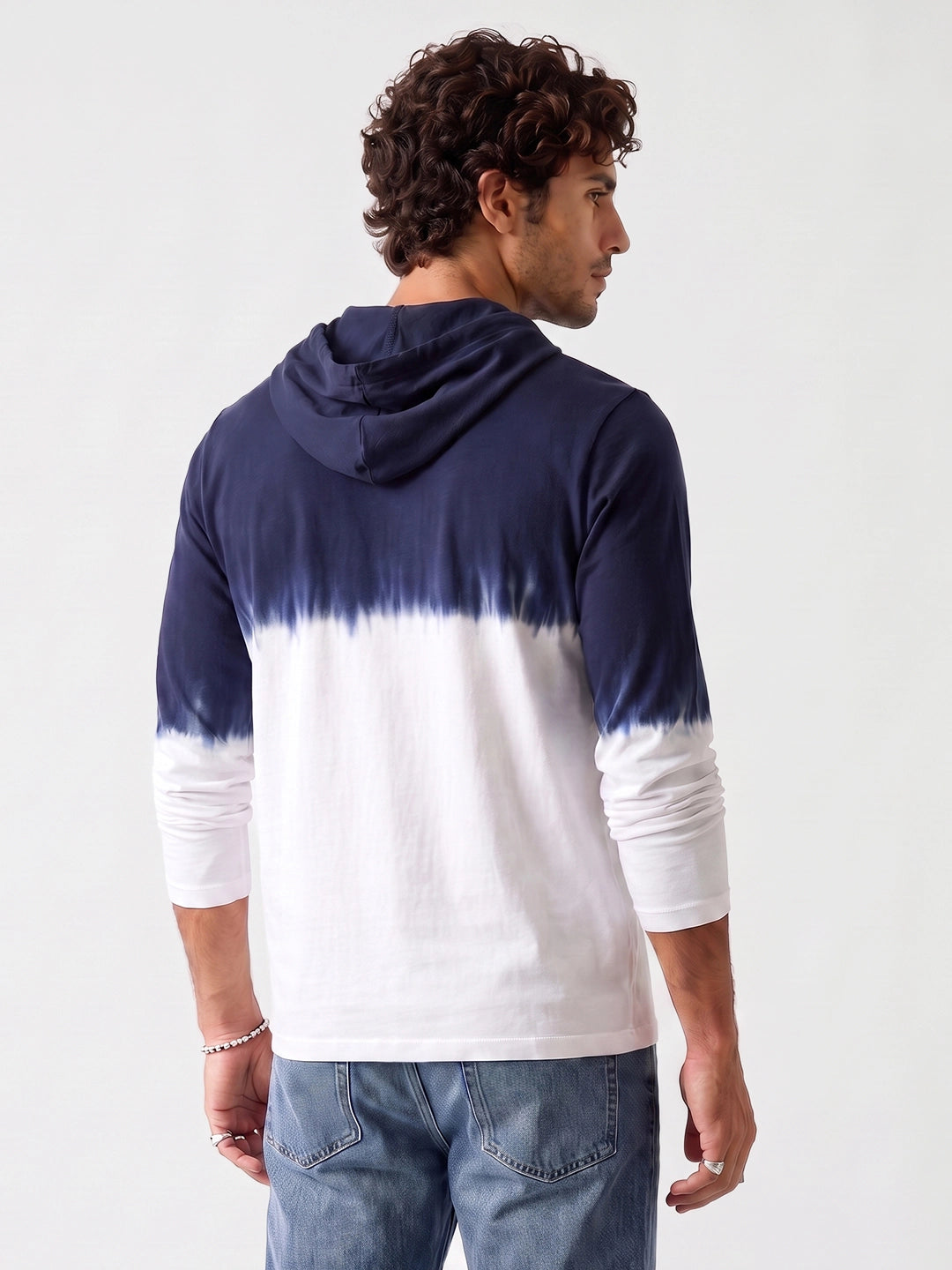 Slim Fit Tie Dyed Hooded Sweatshirt | White