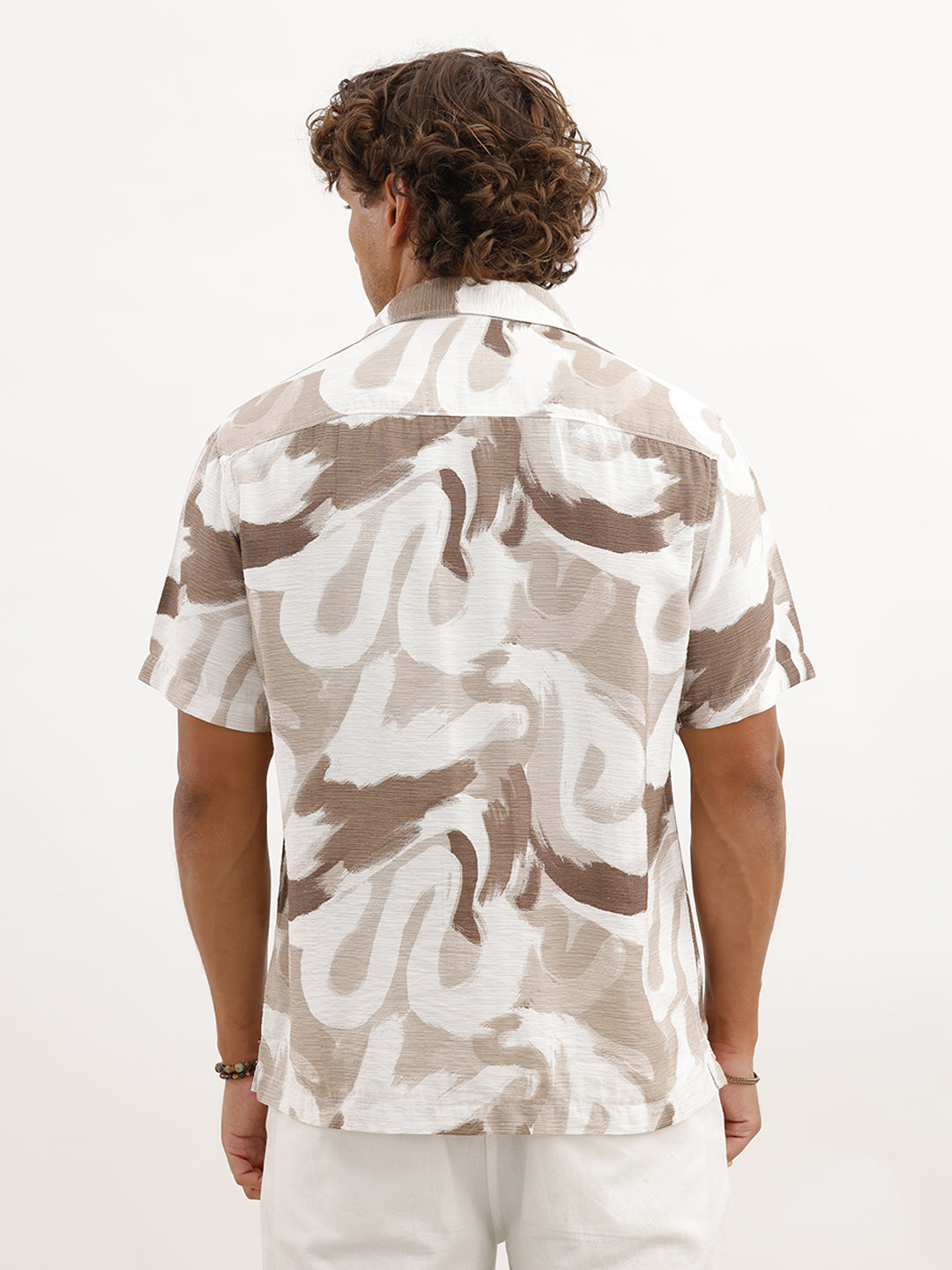 Resort Fit Textured AOP Shirt | Brown