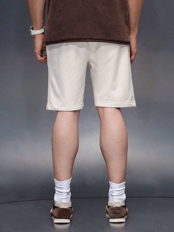 Men's printed regular fit knit shorts  | Beige