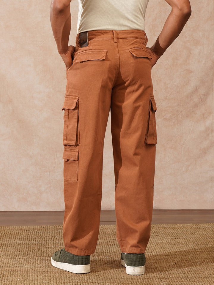 Stacked Loose Fit Cargo Trouser | Brown