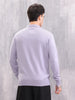 Knitted Pullover With Stylized Half Zip Polo Collar | Lavender