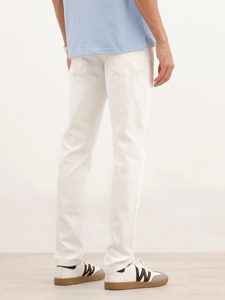 Solid Slim Fit Denim Jeans | White