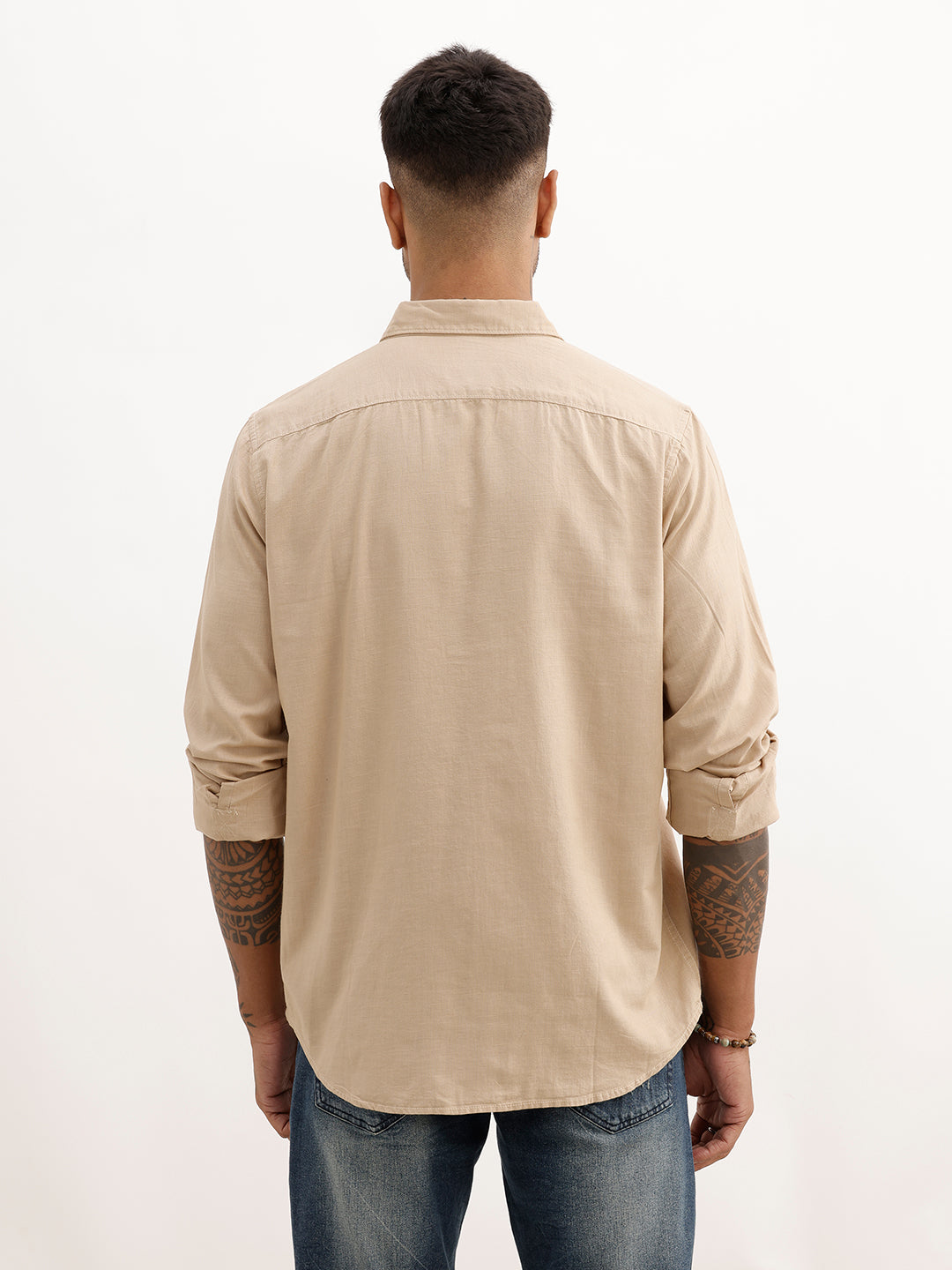 Solid Regular Fit Full Sleeve Shirt | Khaki
