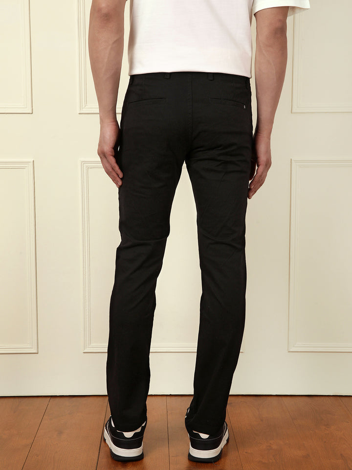 Soft Cotton Blend Chino Trouser | Black