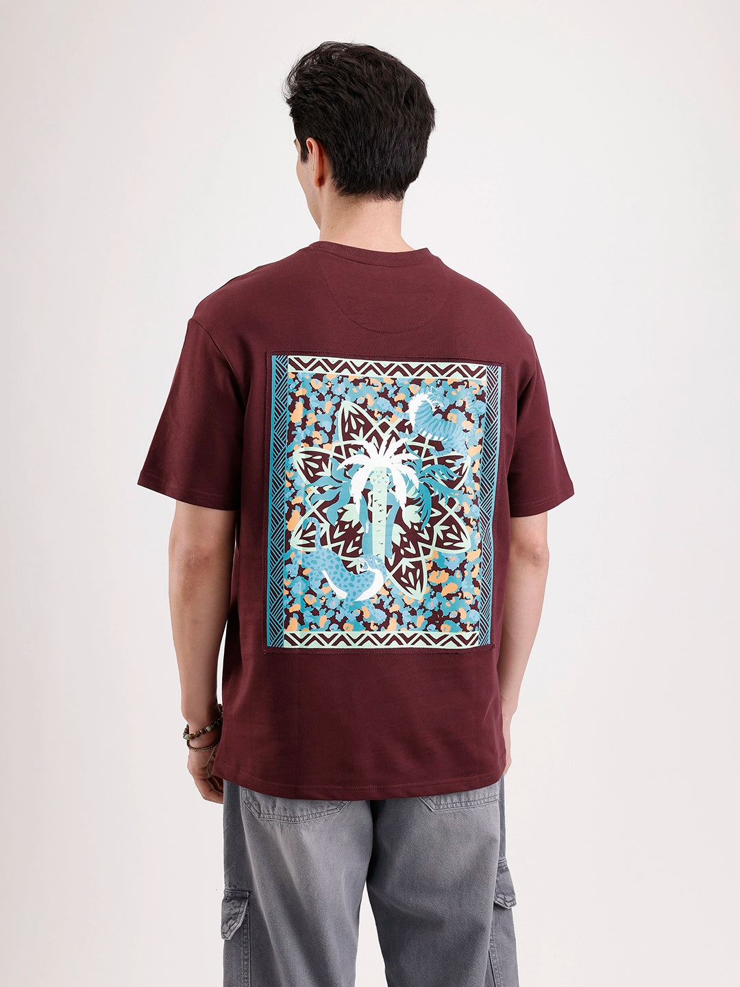 Classic Printed Patch T-Shirt   |  Maroon