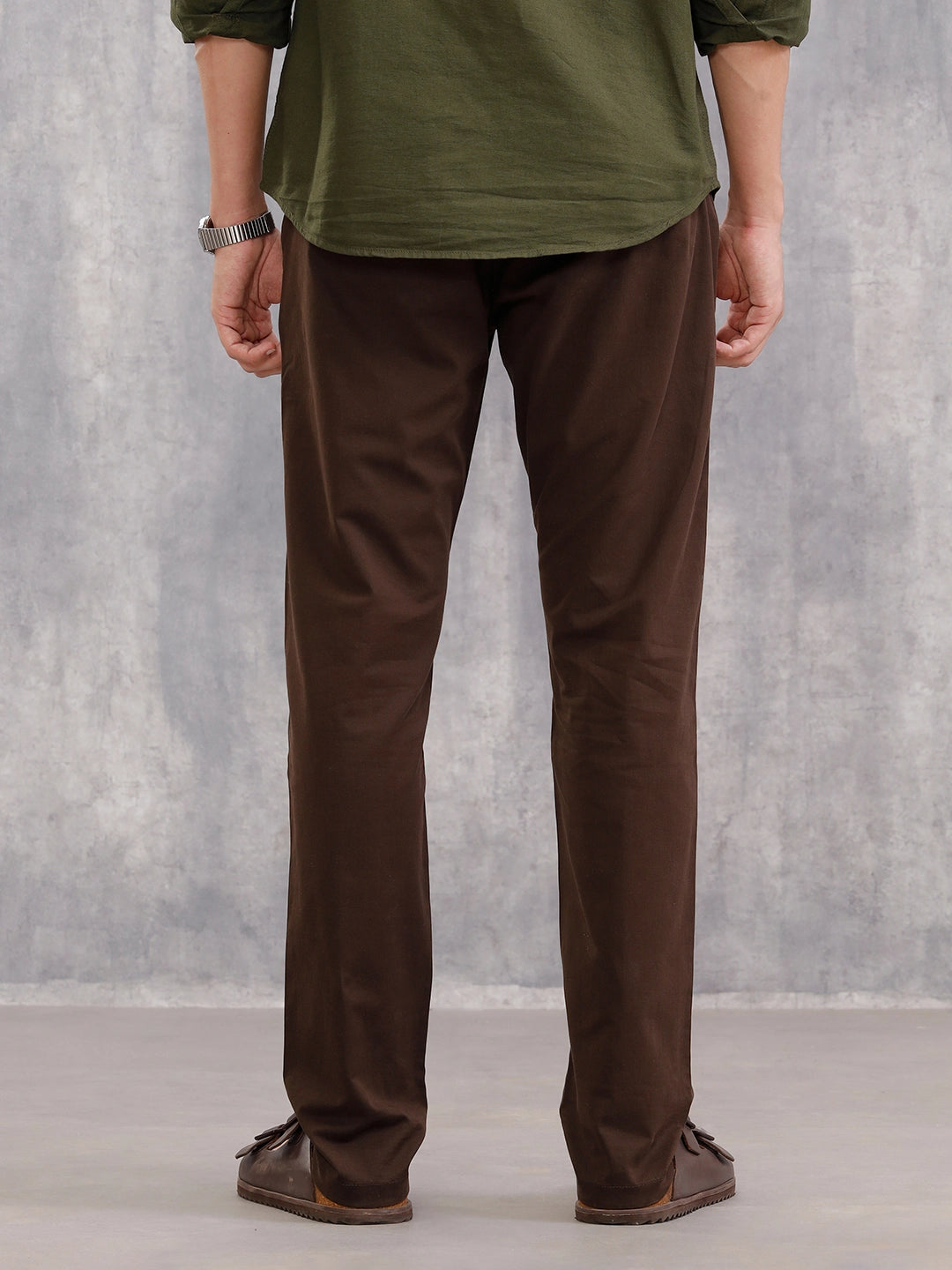 Straight Fit Cotton Stretch Chino I Brown