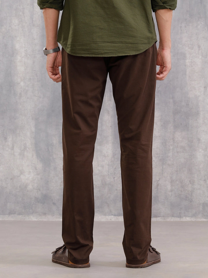 Straight Fit Cotton Stretch Chino I Brown