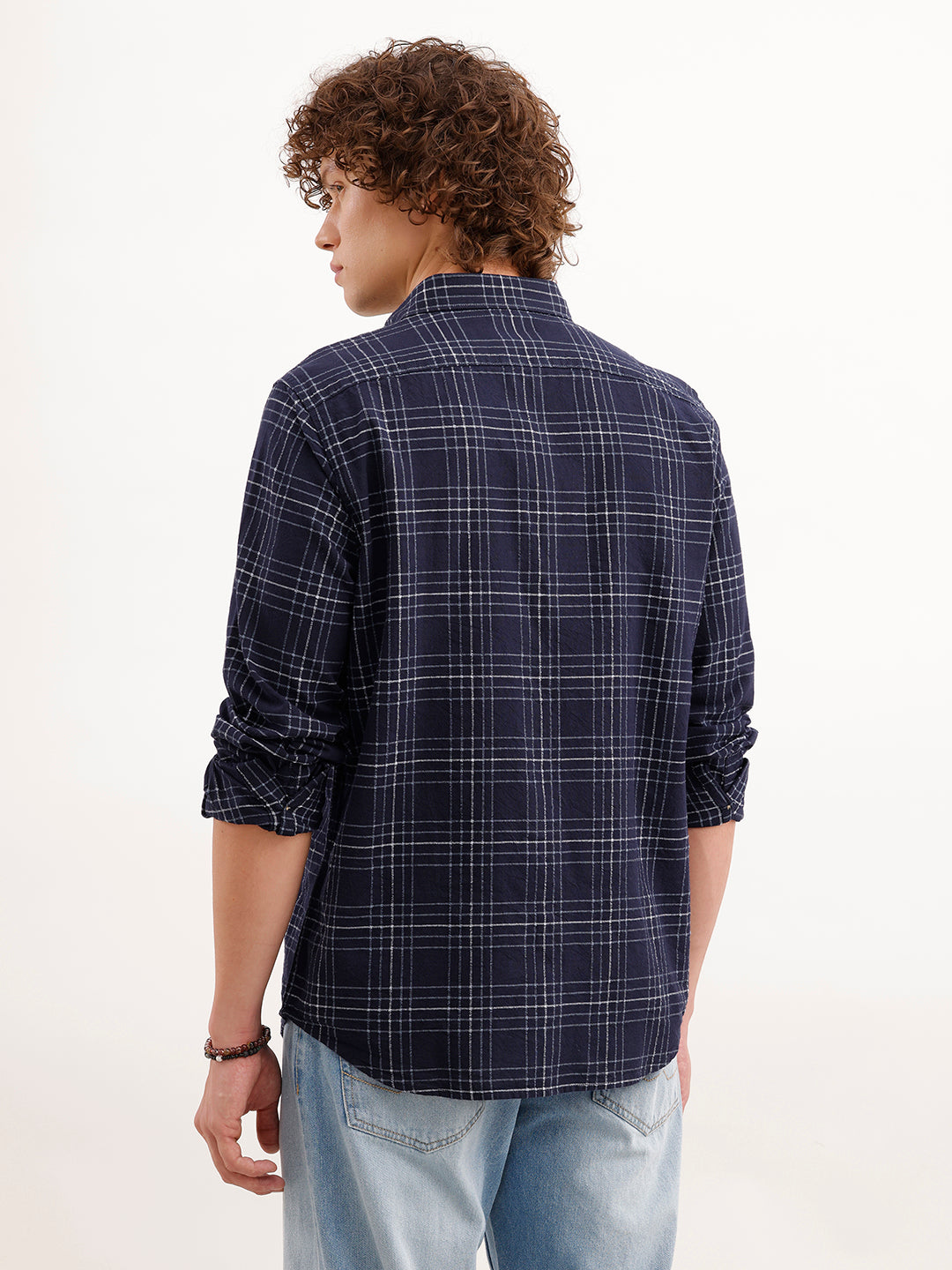 Slim Fit Checkered Shirt  | Navy Blue