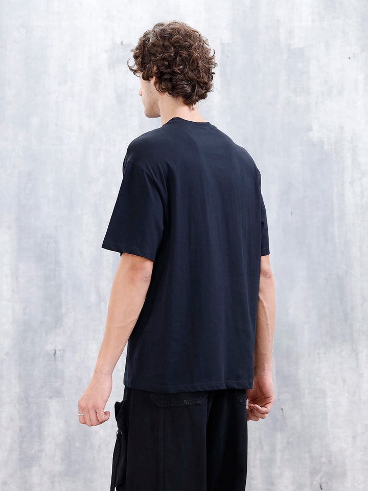 Wrogn Distressed Effect Printed Graphic Tee For Men's | Black