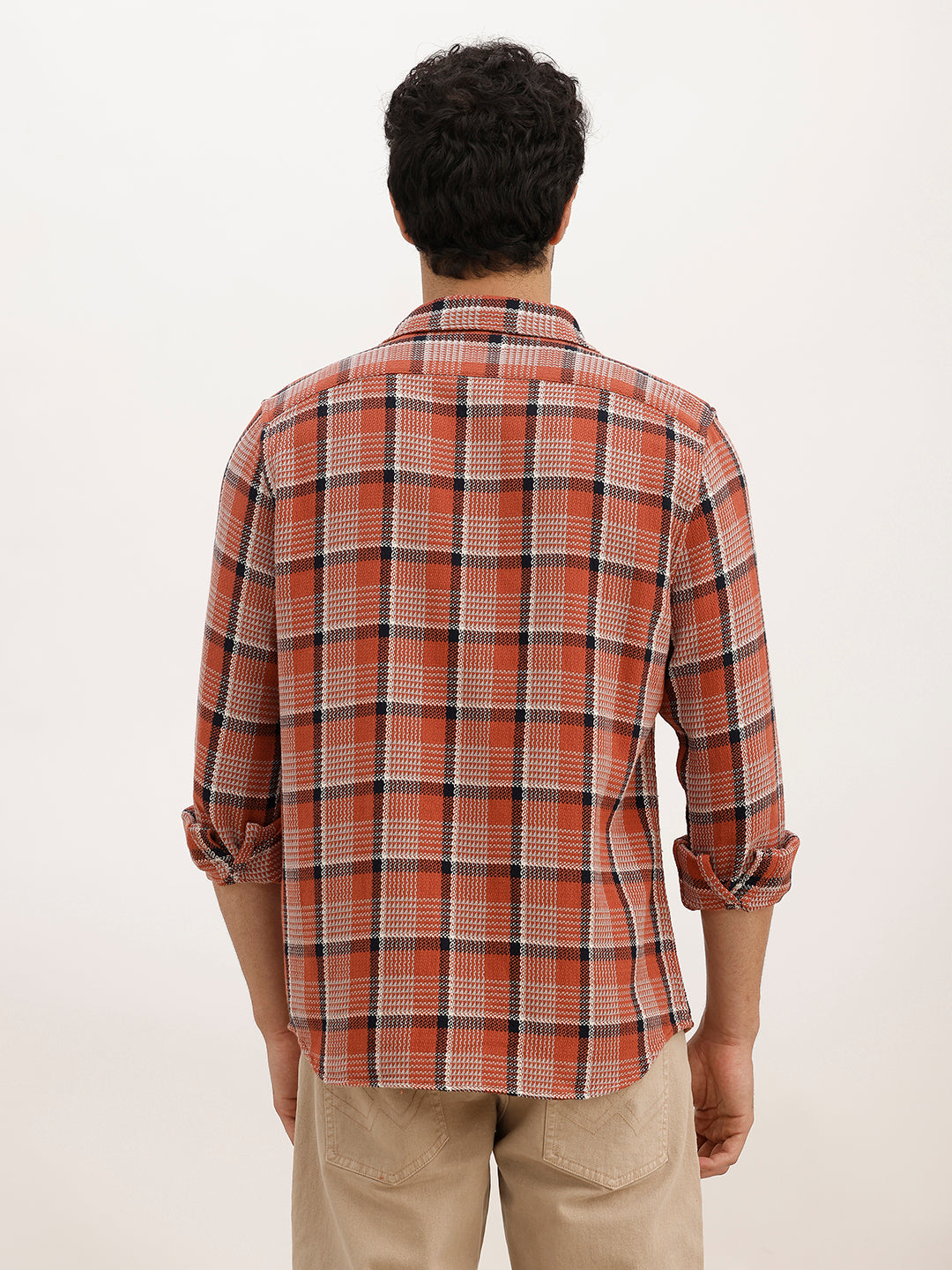 Classic Slim Fit Checkered Shirt | Rust