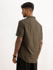 Solid Slim Fit Half Sleeve Shirt | Olive